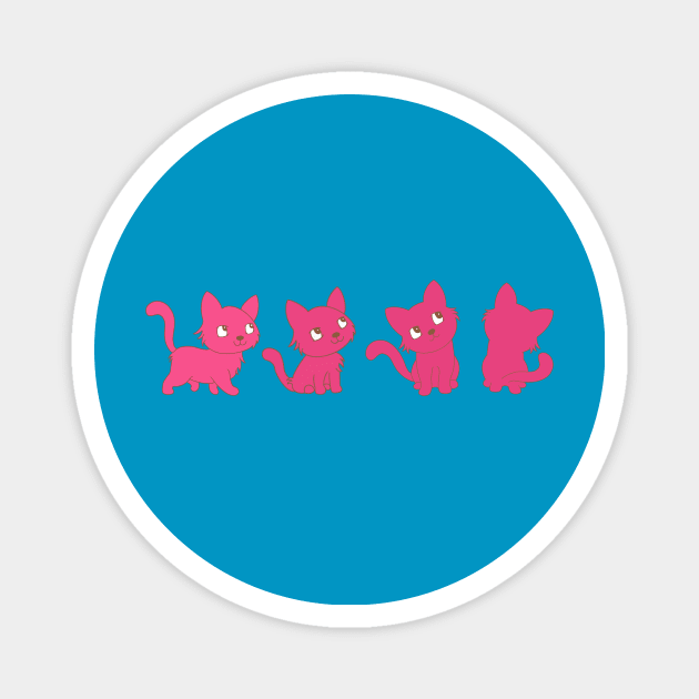 Pink thinking cat Magnet by EV Visuals